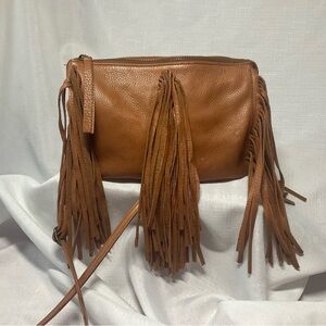 Day & Mood Fringed Leather Crossbody Bag in Brown